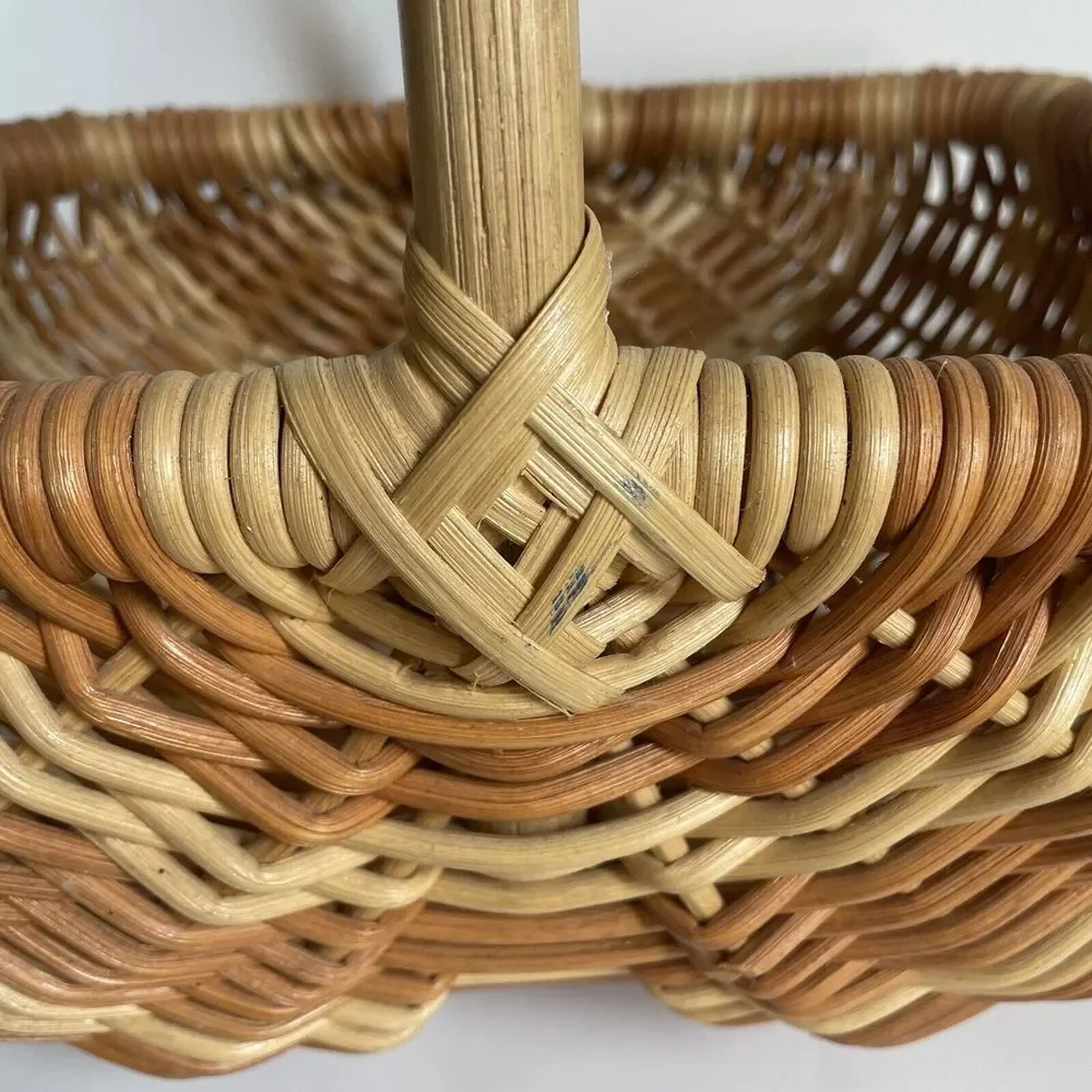 Vtg Buttocks Woven Basket Harvest‎ Egg Gathering Country Farmhouse Primitive